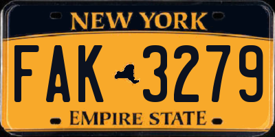 NY license plate FAK3279