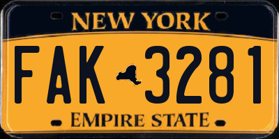 NY license plate FAK3281