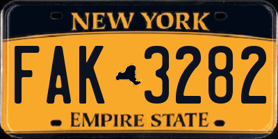 NY license plate FAK3282