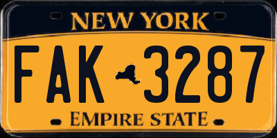 NY license plate FAK3287