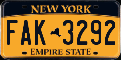 NY license plate FAK3292