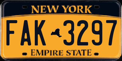 NY license plate FAK3297