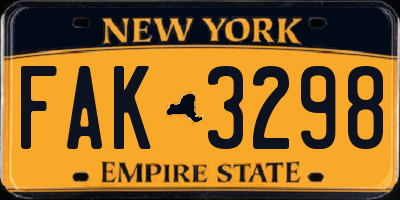 NY license plate FAK3298