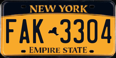 NY license plate FAK3304