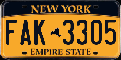 NY license plate FAK3305