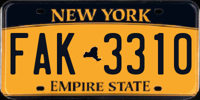 NY license plate FAK3310