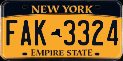 NY license plate FAK3324