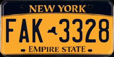 NY license plate FAK3328