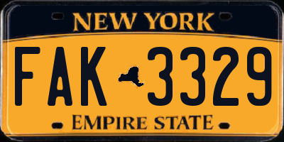 NY license plate FAK3329