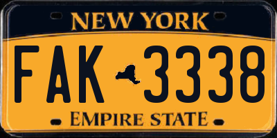 NY license plate FAK3338