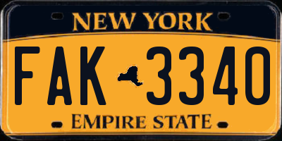 NY license plate FAK3340