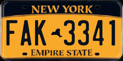 NY license plate FAK3341