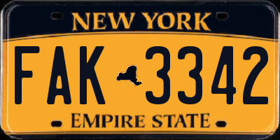 NY license plate FAK3342
