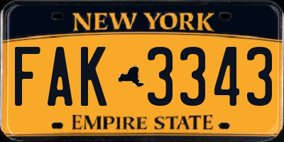 NY license plate FAK3343