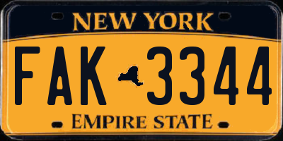 NY license plate FAK3344