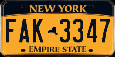 NY license plate FAK3347