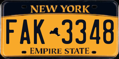 NY license plate FAK3348