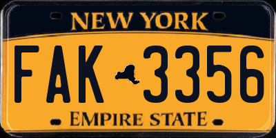 NY license plate FAK3356