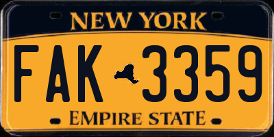 NY license plate FAK3359