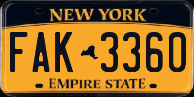 NY license plate FAK3360