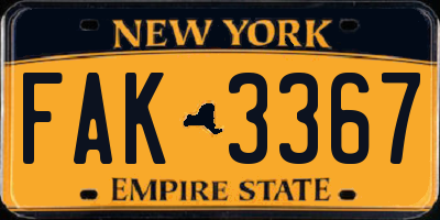 NY license plate FAK3367