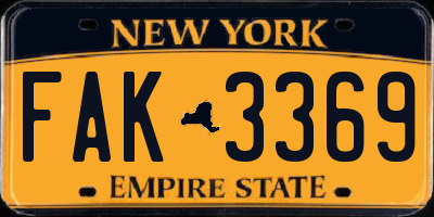 NY license plate FAK3369