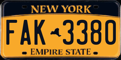 NY license plate FAK3380