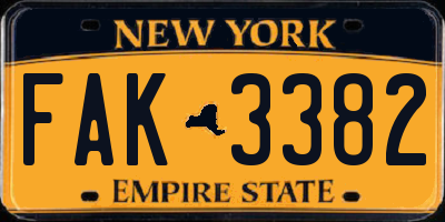 NY license plate FAK3382