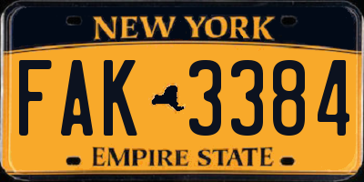 NY license plate FAK3384