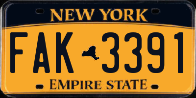 NY license plate FAK3391