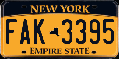 NY license plate FAK3395