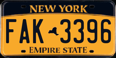 NY license plate FAK3396