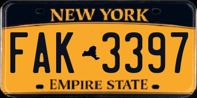 NY license plate FAK3397