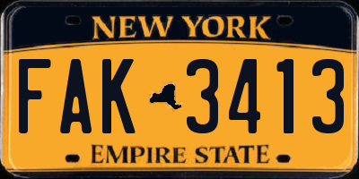 NY license plate FAK3413