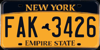 NY license plate FAK3426