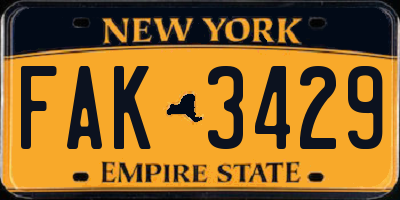 NY license plate FAK3429