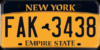 NY license plate FAK3438