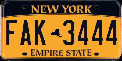 NY license plate FAK3444