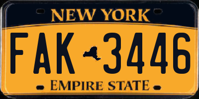 NY license plate FAK3446