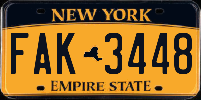 NY license plate FAK3448