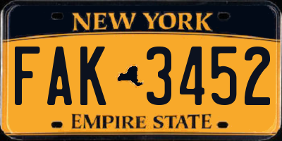 NY license plate FAK3452