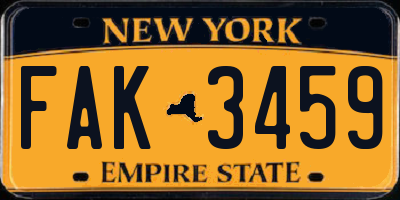 NY license plate FAK3459