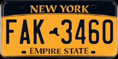 NY license plate FAK3460