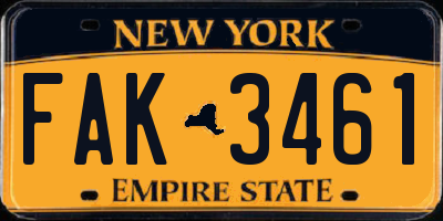 NY license plate FAK3461