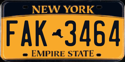 NY license plate FAK3464