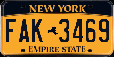 NY license plate FAK3469