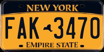 NY license plate FAK3470