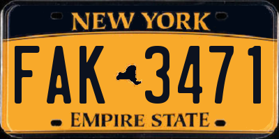 NY license plate FAK3471