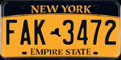 NY license plate FAK3472