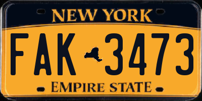 NY license plate FAK3473
